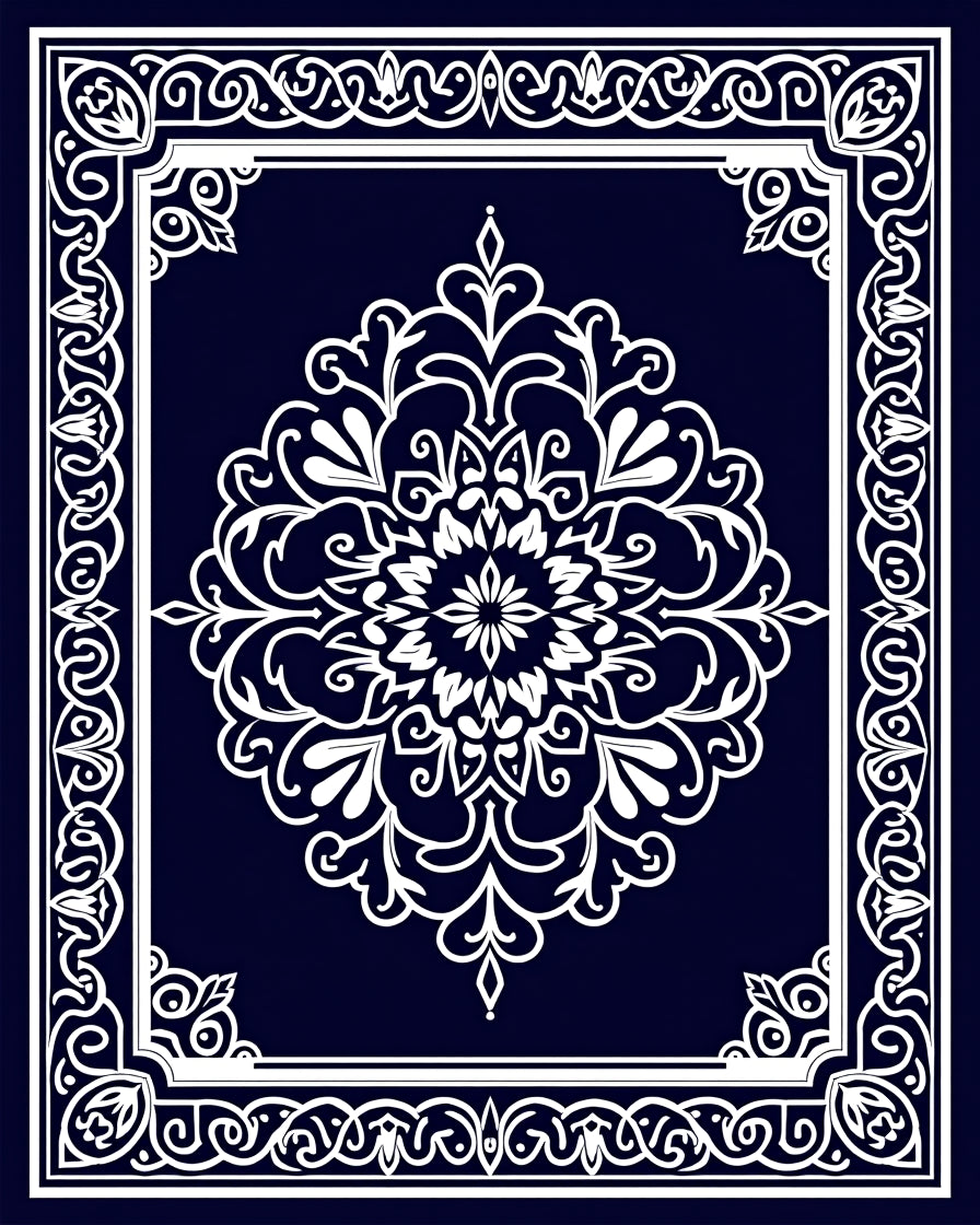 Ornate Floral Mandala Print Rug
