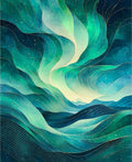 Abstract Teal Wavy Geometric Lines Rug