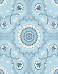 Sky Blue Floral Medallion Symmetry Rug