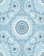 Sky Blue Floral Medallion Symmetry Rug