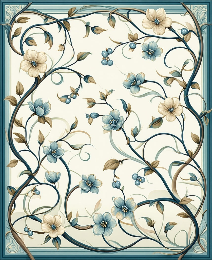 Art Nouveau Floral Vine Botanical Design Rug