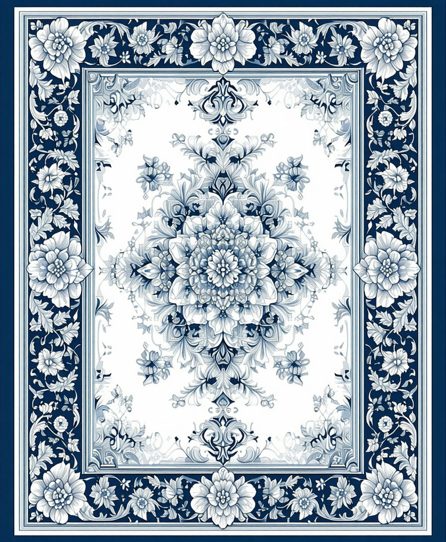 Intricate Floral Damask Classic Design Rug