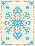 Azure Floral Mandala Pattern Rug