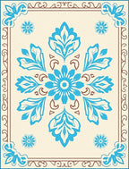 Azure Floral Mandala Pattern Rug