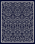 White Calligraphy Floral Pattern Rug