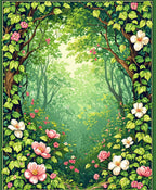Enchanting Forest Scene Floral Design Rug
