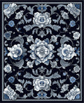 Ornate Floral Pattern With Blue Accents Rug