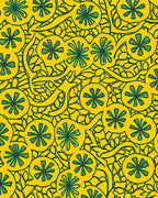 Yellow Citrus Blooms With Leaves Pattern Rug