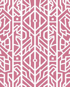 Pink White Stylized Geometric Pattern Rug
