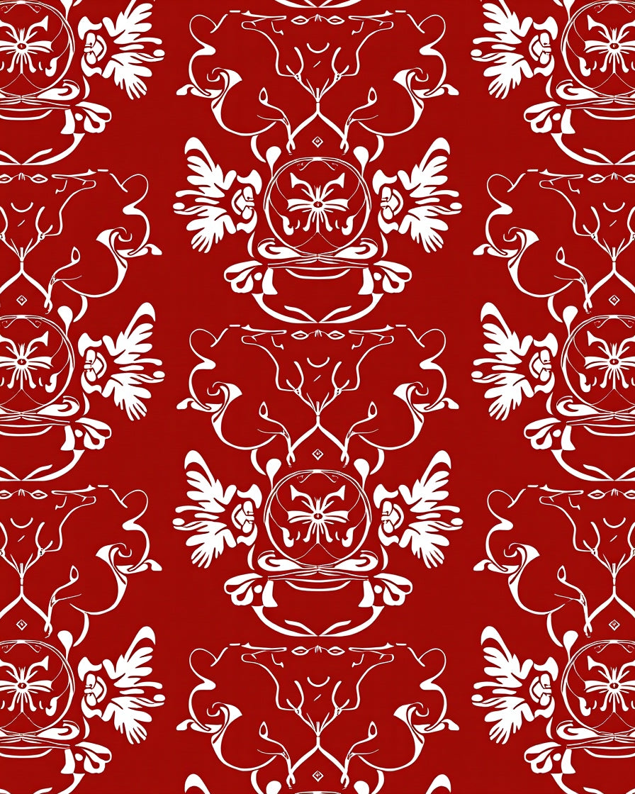 Classic Red Floral Swirl Pattern Rug