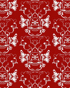 Classic Red Floral Swirl Pattern Rug