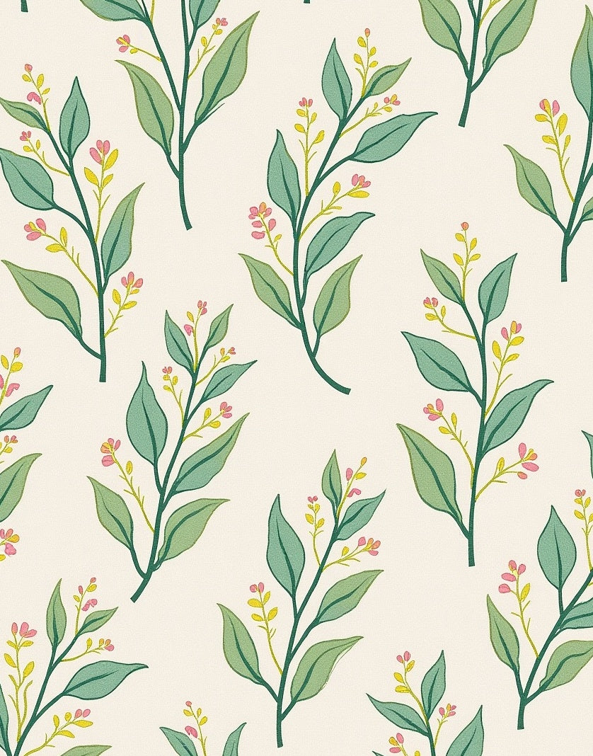 Botanical Floral Branch Pattern Rug