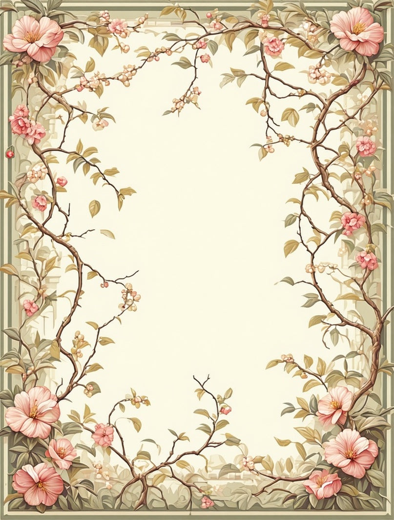Vintage Floral Vine Silhouette Design Rug