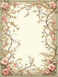 Vintage Floral Vine Silhouette Design Rug