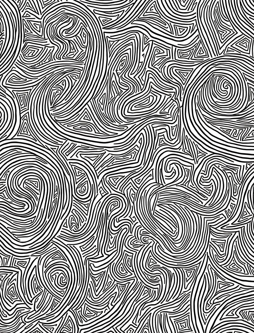 Intricate Swirls Geometric Lines Design Rug