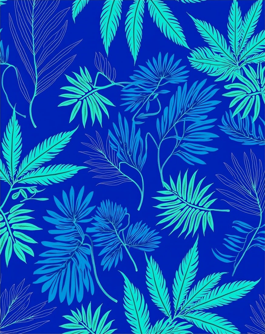 Tropical Leaf Pattern Vibrant Design Rug