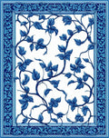 Blue Floral Vine Pattern Rug