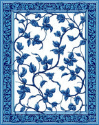 Blue Floral Vine Pattern Rug