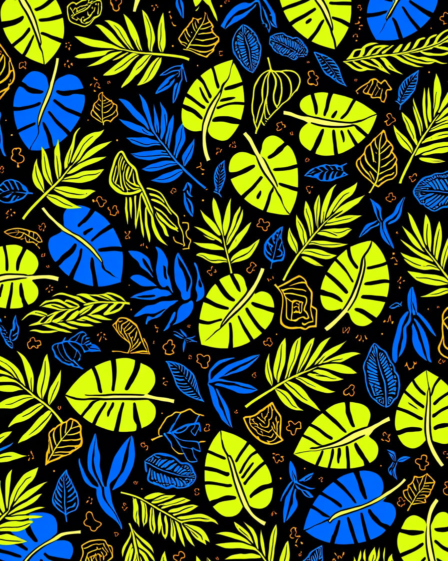 Vibrant Tropical Leaf Pattern Rug