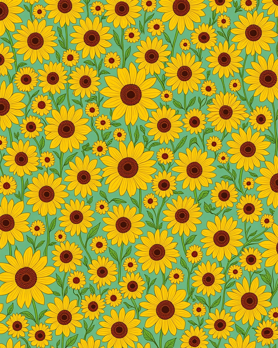 Bold Yellow Sunflower Pattern Rug