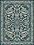 Intricate Dark Teal Floral Pattern Rug