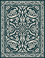 Intricate Dark Teal Floral Pattern Rug