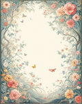 Whimsical Floral Butterfly Garden Design Rug