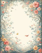 Whimsical Floral Butterfly Garden Design Rug