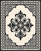 Black Floral Medallion Ornamental Rug