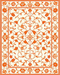 Orange Floral Vine Traditional Pattern Rug