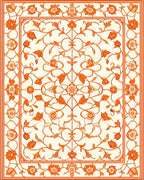 Orange Floral Vine Traditional Pattern Rug