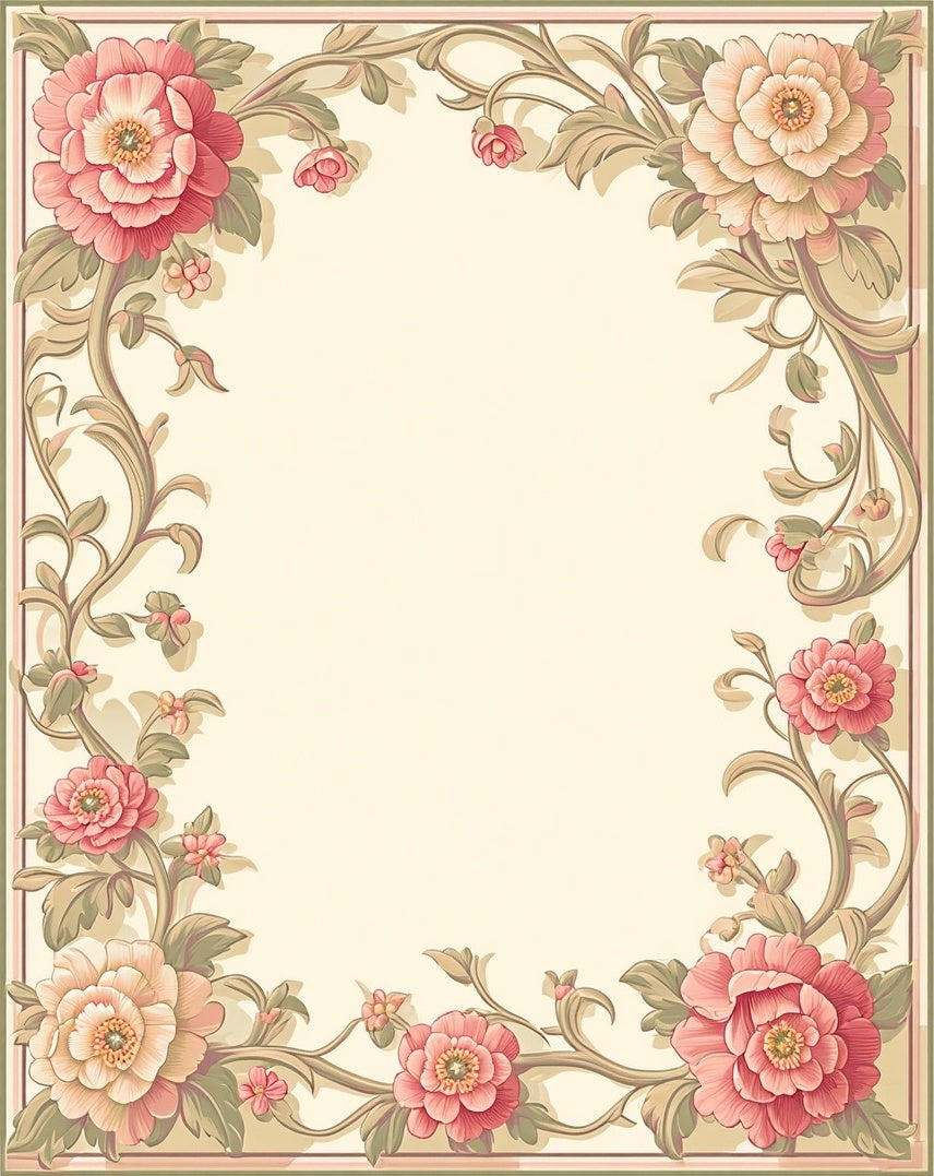 Elegant Floral Archway Border Design Rug