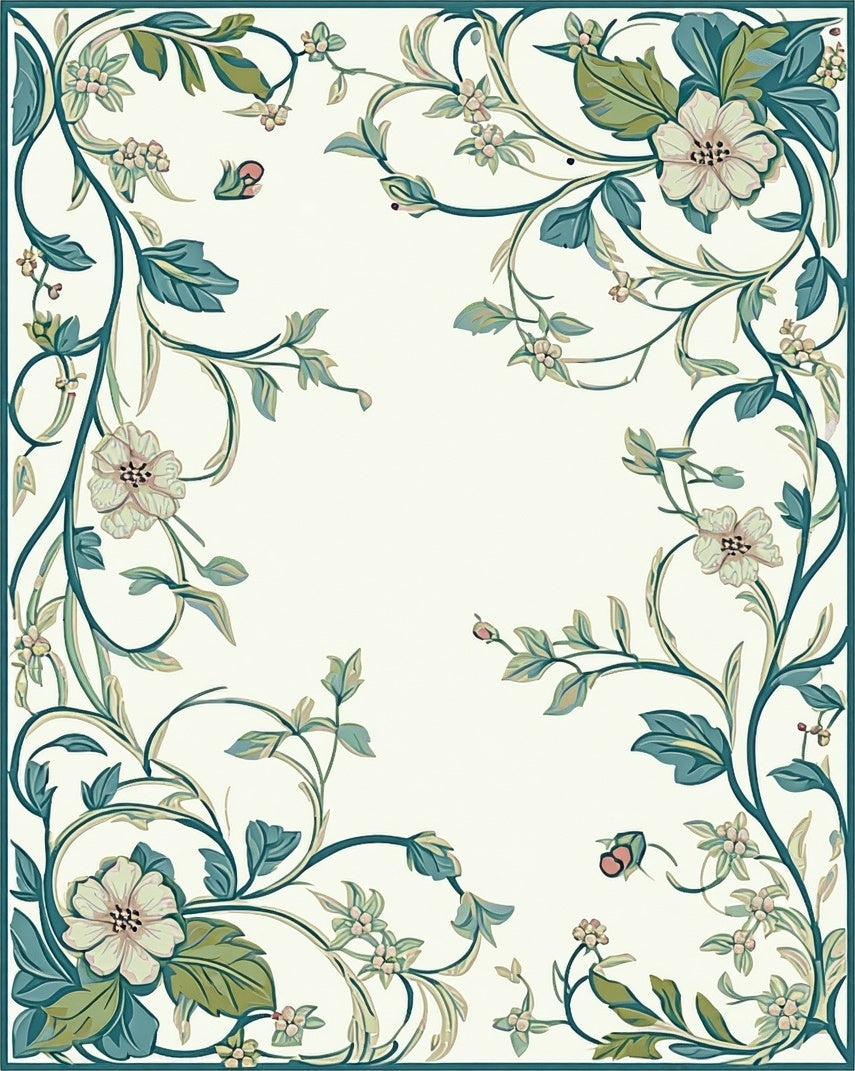 Vintage Floral Vine Pattern Rug