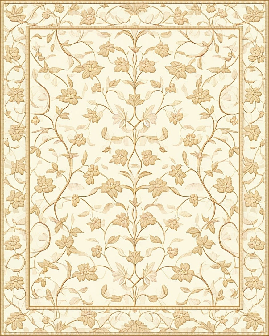 Ornate Floral Vine Pattern Rug
