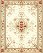 Neutral Floral And Scroll Pattern Rug