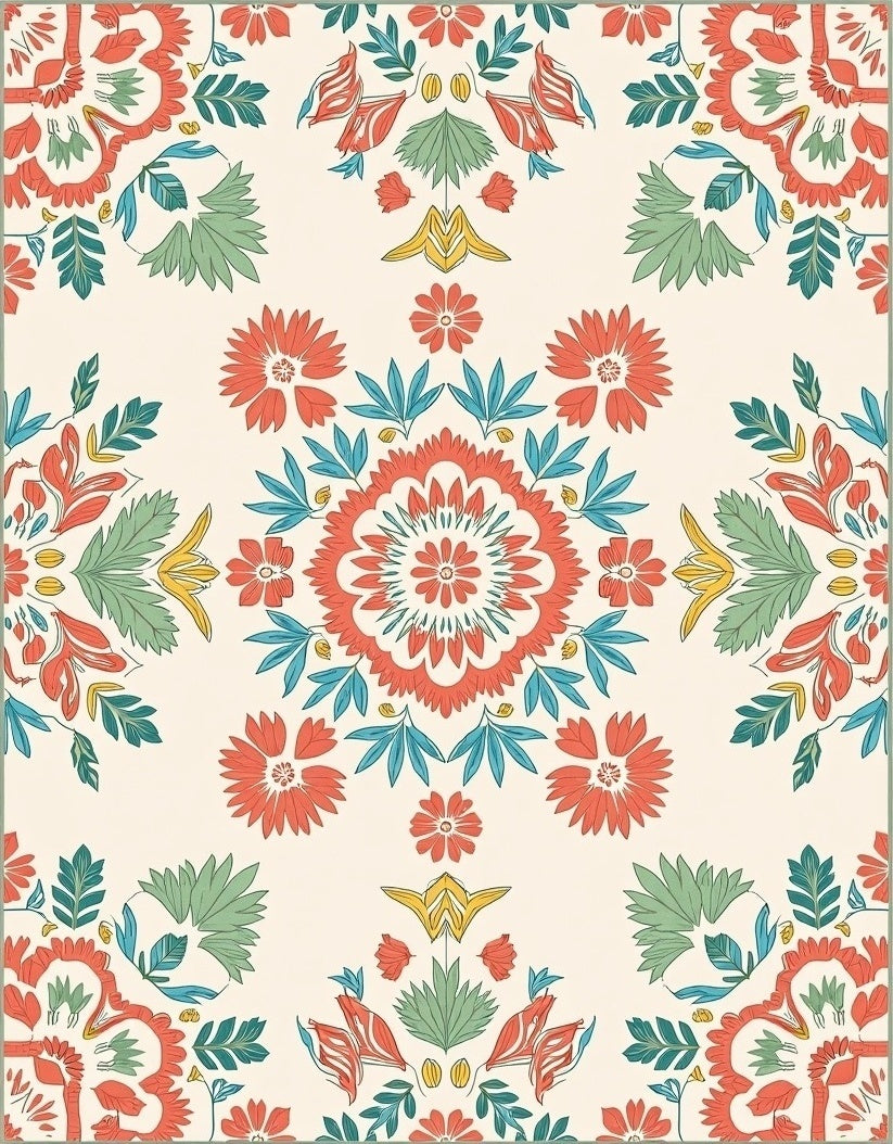 Retro Floral Mandala Pattern Rug