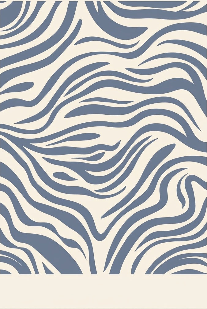 Wavy Blue Stripes Pattern Rug