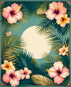 Tropical Flower Palm Leaf Vista Design Rug