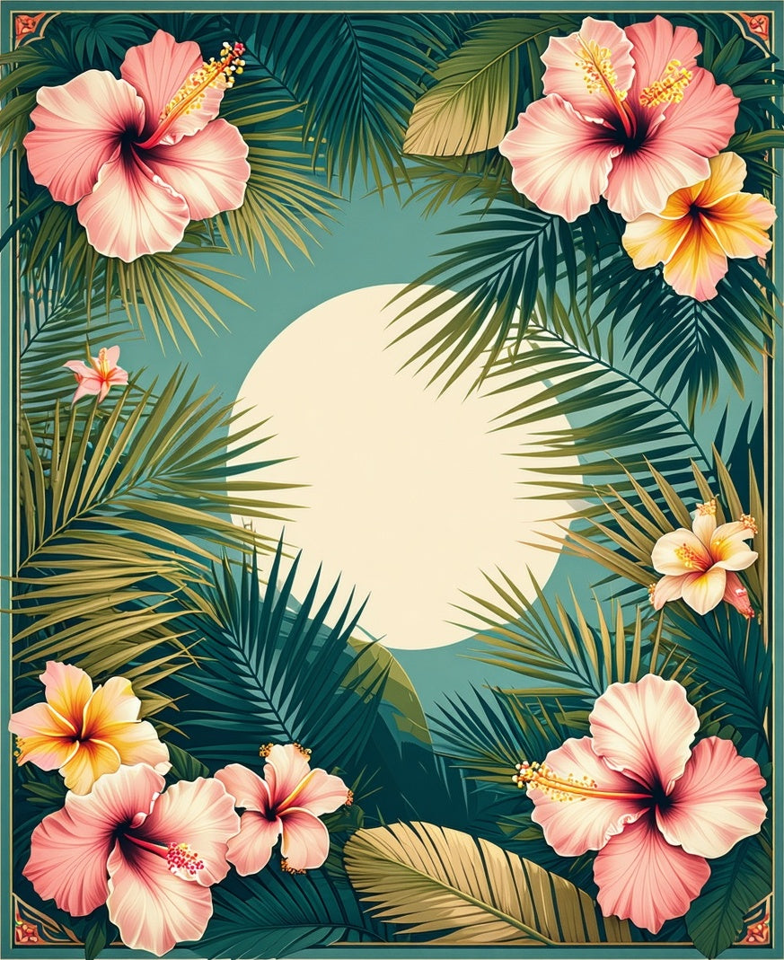 Tropical Flower Palm Leaf Vista Design Rug