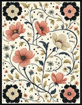 Floral Vine Pattern With 7 Colors Rug