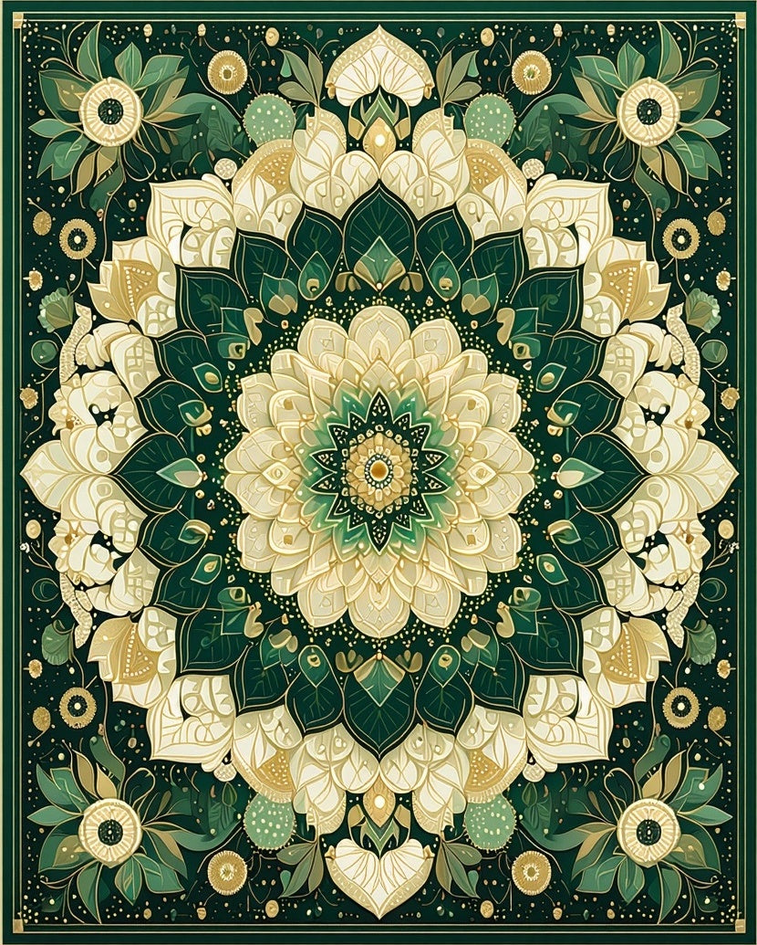 Intricate Floral Mandala Inspired Design Rug