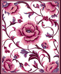 Rich Pink Floral Vines Rug