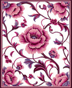 Rich Pink Floral Vines Rug