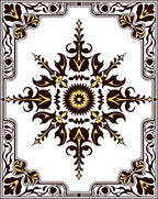 Exotic Floral Starburst Frame Rug