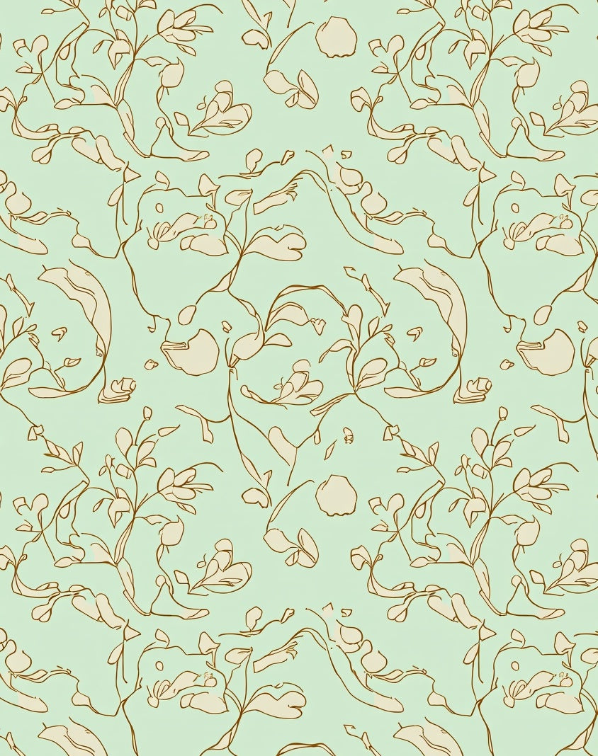 Whimsical Outline Floral Pattern Rug