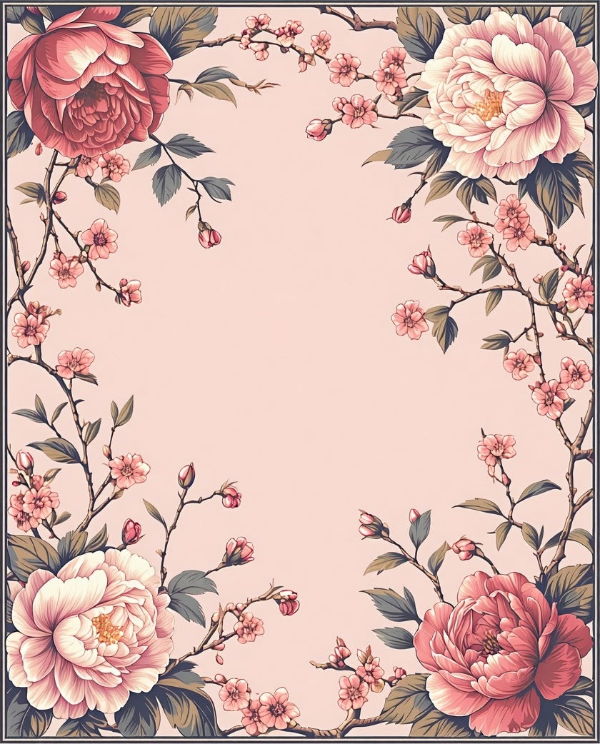Floral Branches Delicate Pink Rug