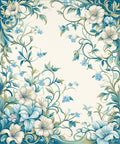 Elegant Teal Floral Vine Pattern Rug