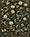 Art Nouveau Floral Butterfly Pattern Rug