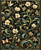 Art Nouveau Floral Butterfly Pattern Rug