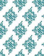 Teal Abstract Floral Whimsical Design Rug